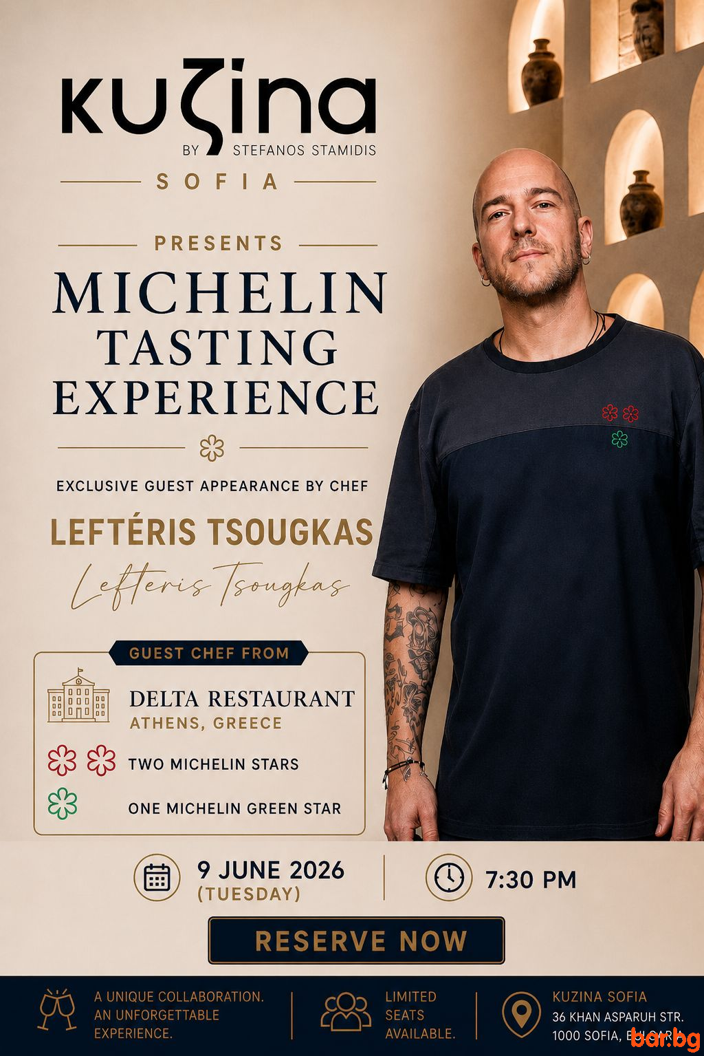 Kuzina Restaurant Sofia - Michelin Tasting Experience с Chef Lefteris Tsougkas !